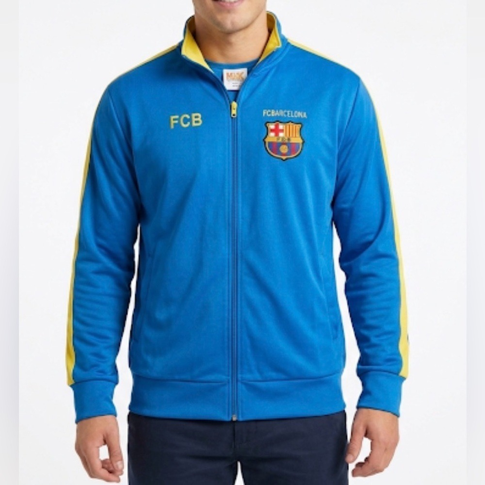 FC Barcelona Mens Blue Yellow Full Zip Track Jacket Soccer Fan Gear XL SC-3147B